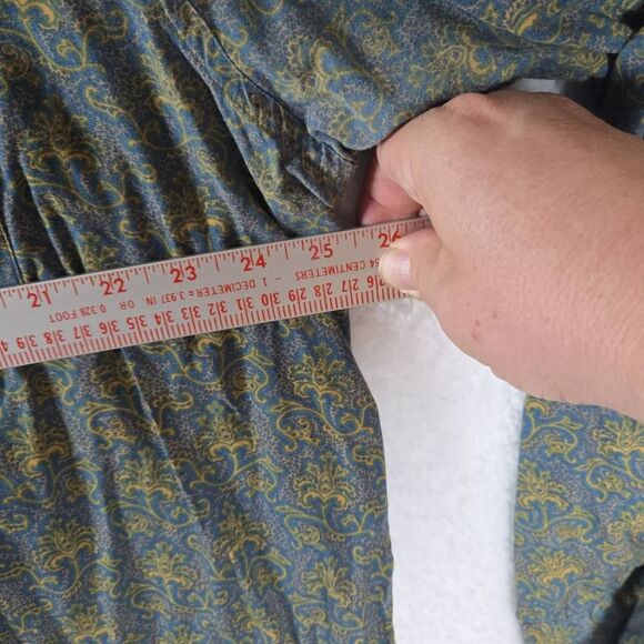 Nautica Men's Filigree Floral Long Sleeve Button-down Shirt Blue Yellow XL - Picture 3 of 6